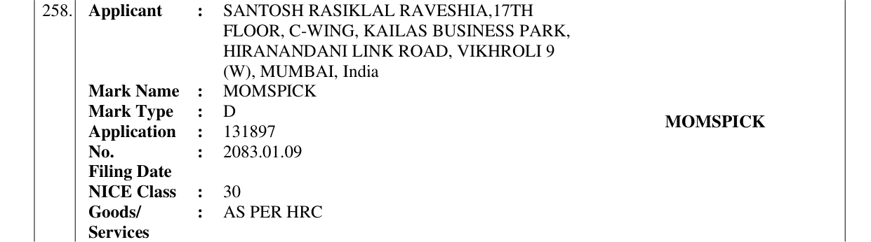 Original bulletin entry for MOMSPICK