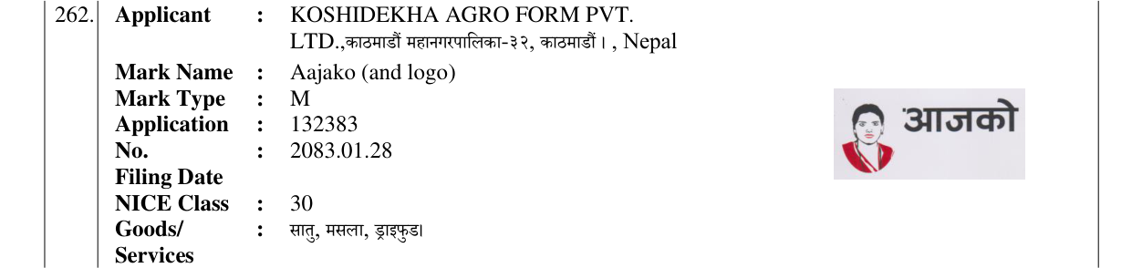 Original bulletin entry for Aajako (and logo)