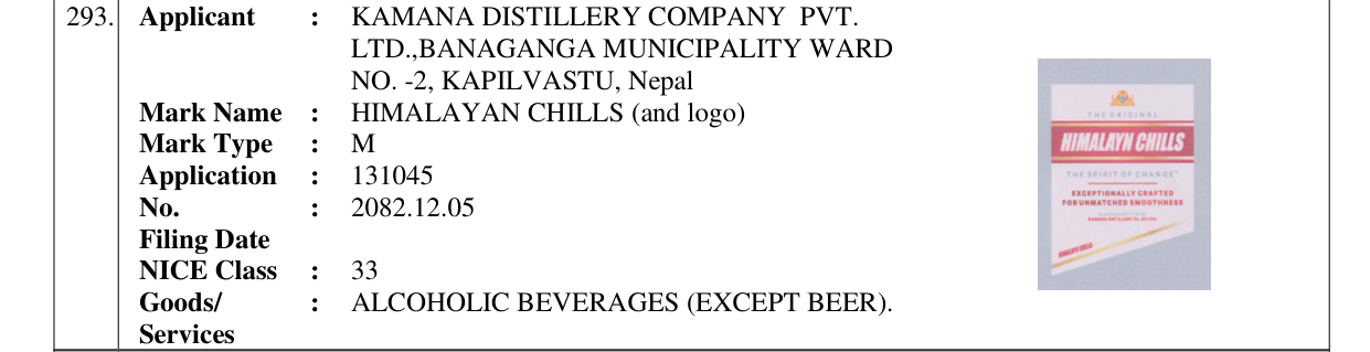 Original bulletin entry for HIMALAYAN CHILLS (and logo)