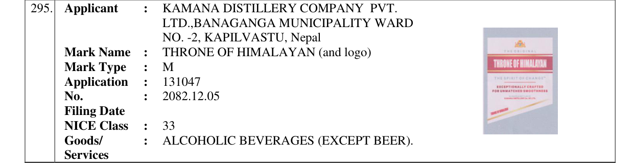 Original bulletin entry for THRONE OF HIMALAYAN (and logo)