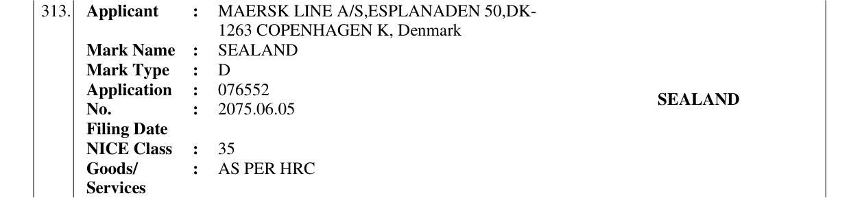 Original bulletin entry for SEALAND
