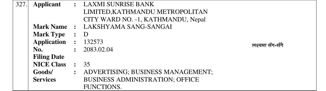 Original bulletin entry for LAKSHYAMA SANG-SANGAI