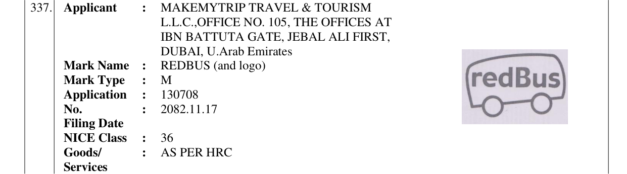 Original bulletin entry for REDBUS (and logo)
