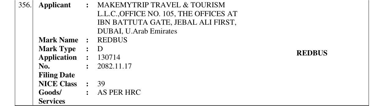 Original bulletin entry for REDBUS