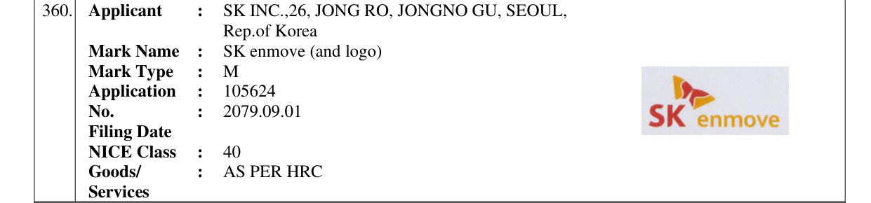 Original bulletin entry for SK enmove (and logo)