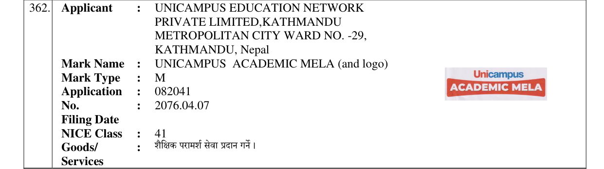 Original bulletin entry for UNICAMPUS ACADEMIC MELA (and logo)
