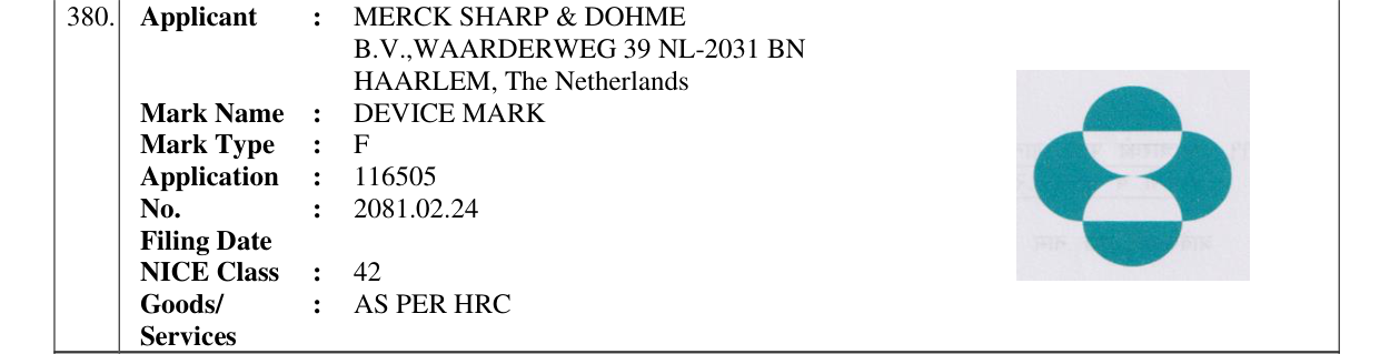 Original bulletin entry for DEVICE MARK