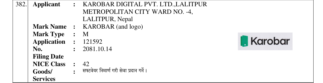 Original bulletin entry for KAROBAR (and logo)