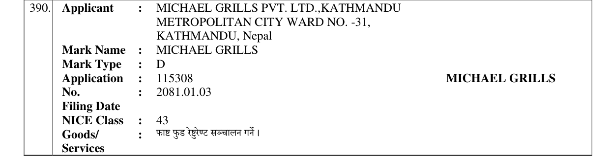 Original bulletin entry for MICHAEL GRILLS