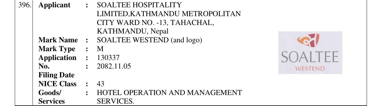 Original bulletin entry for SOALTEE WESTEND (and logo)