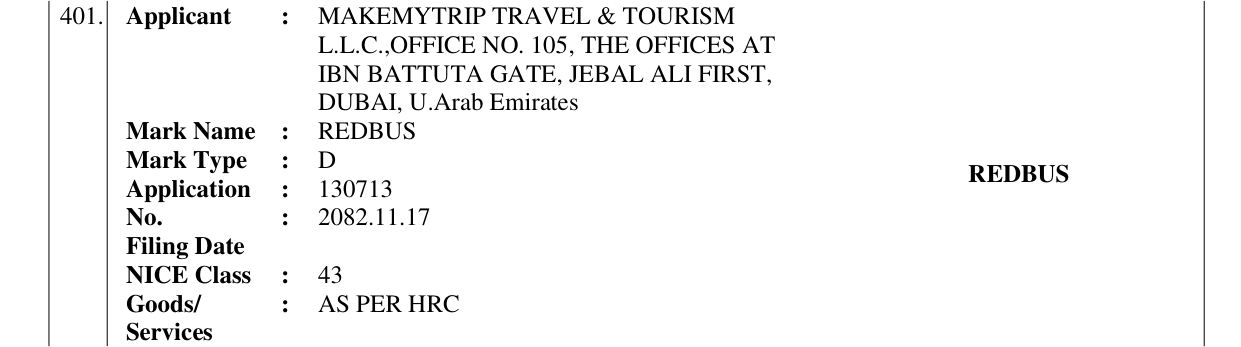 Original bulletin entry for REDBUS