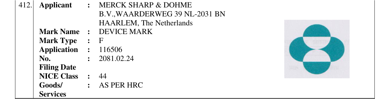 Original bulletin entry for DEVICE MARK
