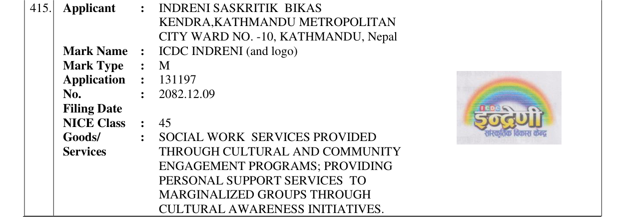 Original bulletin entry for ICDC INDRENI (and logo)