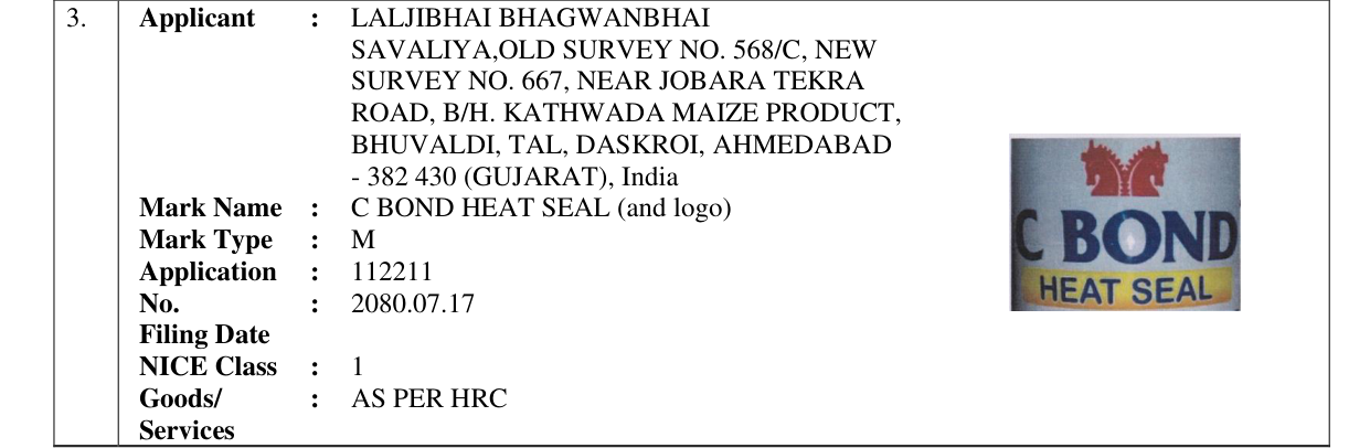 Original bulletin entry for C BOND HEAT SEAL (and logo)