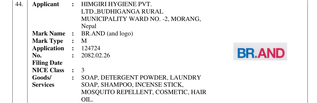 Original bulletin entry for BR.AND (and logo)