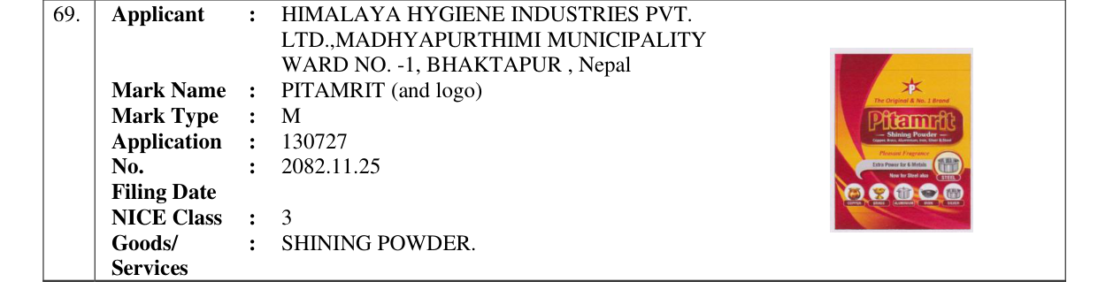 Original bulletin entry for PITAMRIT (and logo)