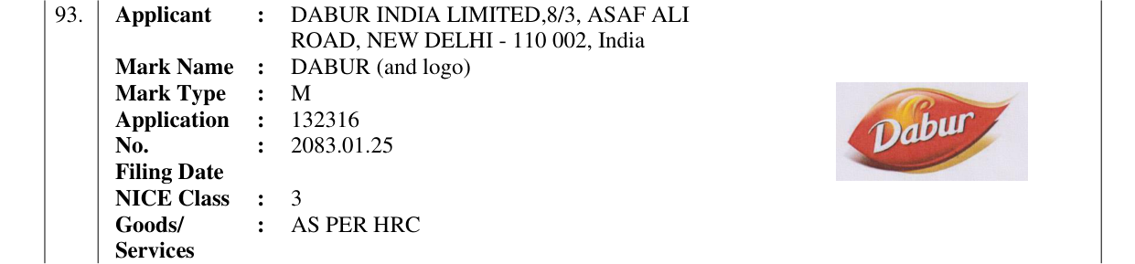 Original bulletin entry for DABUR (and logo)