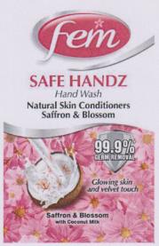 FEM SAFE HANDZ SAFFRON & BLOSSOM (and logo) trademark logo