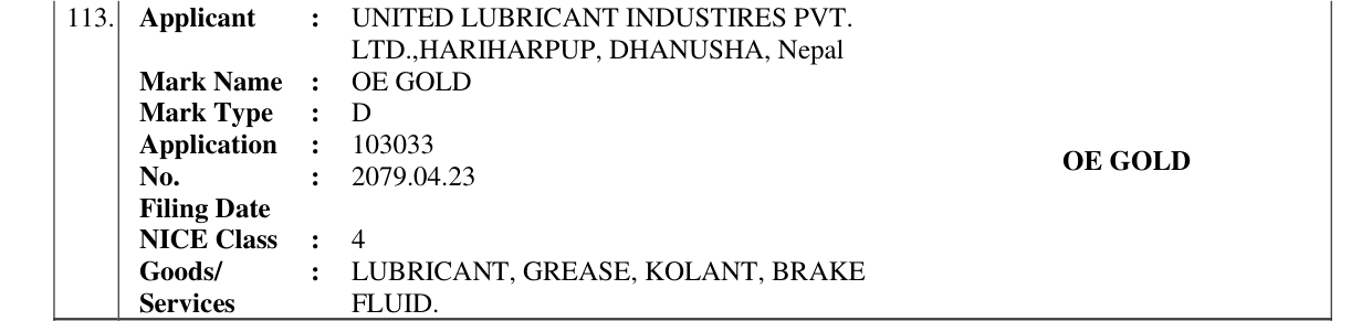 Original bulletin entry for OE GOLD