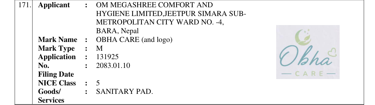 Original bulletin entry for OBHA CARE (and logo)