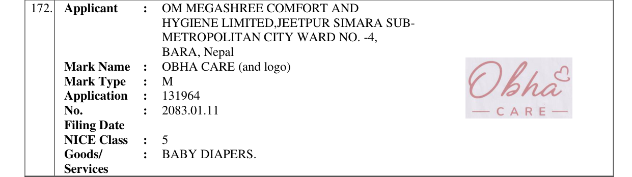 Original bulletin entry for OBHA CARE (and logo)