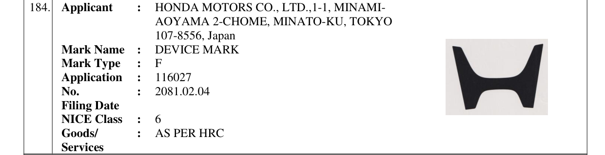 Original bulletin entry for DEVICE MARK