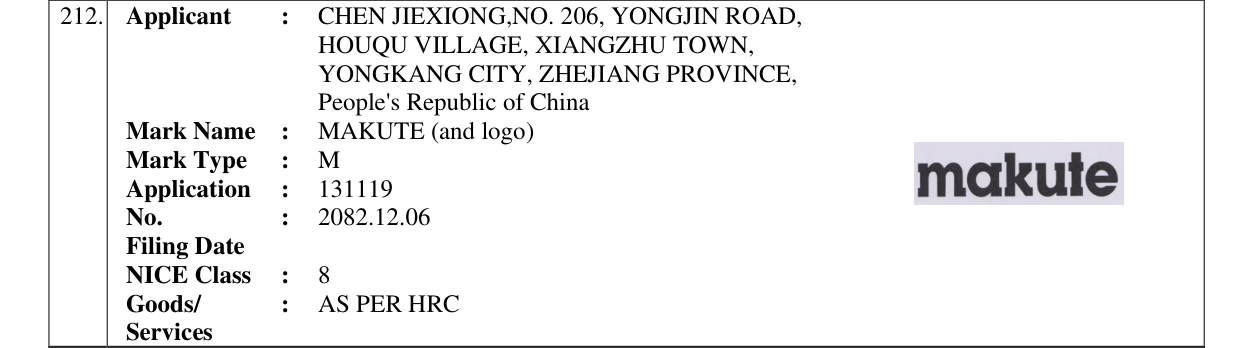 Original bulletin entry for MAKUTE (and logo)
