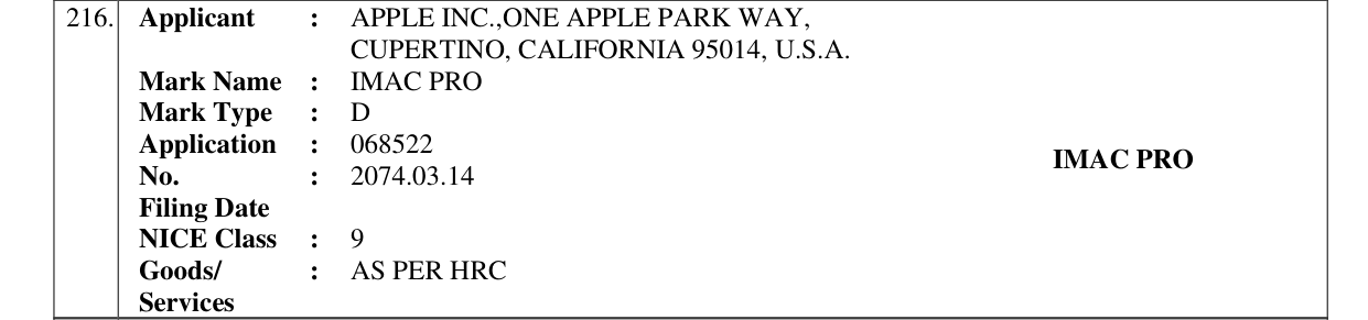 Original bulletin entry for IMAC PRO