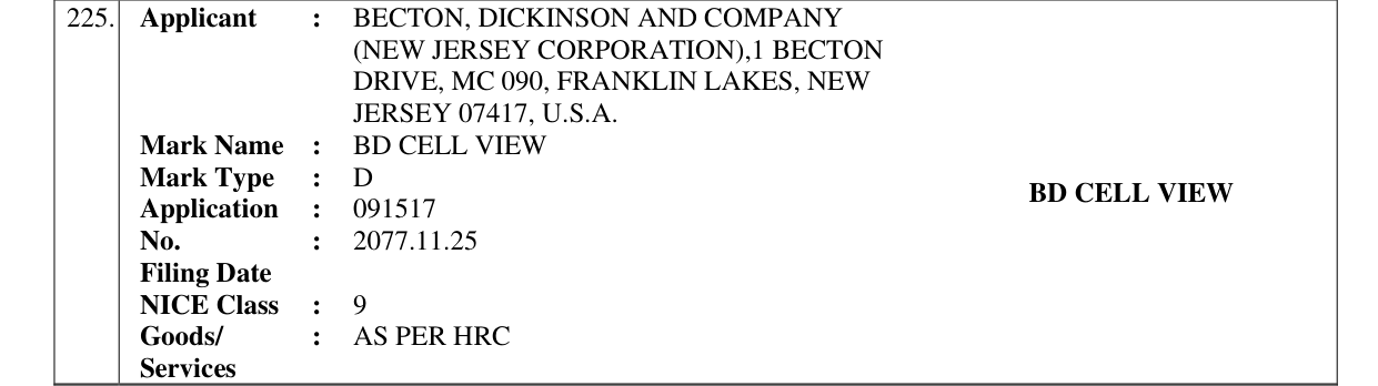 Original bulletin entry for BD CELL VIEW