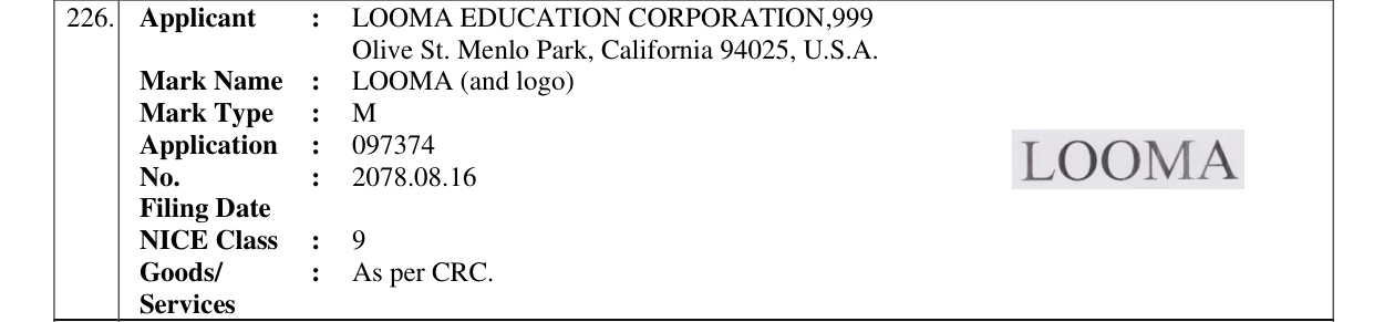 Original bulletin entry for LOOMA (and logo)