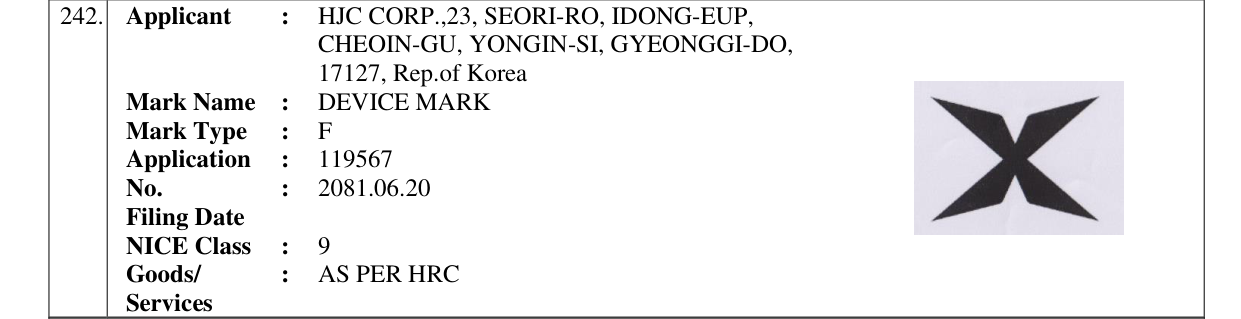 Original bulletin entry for DEVICE MARK