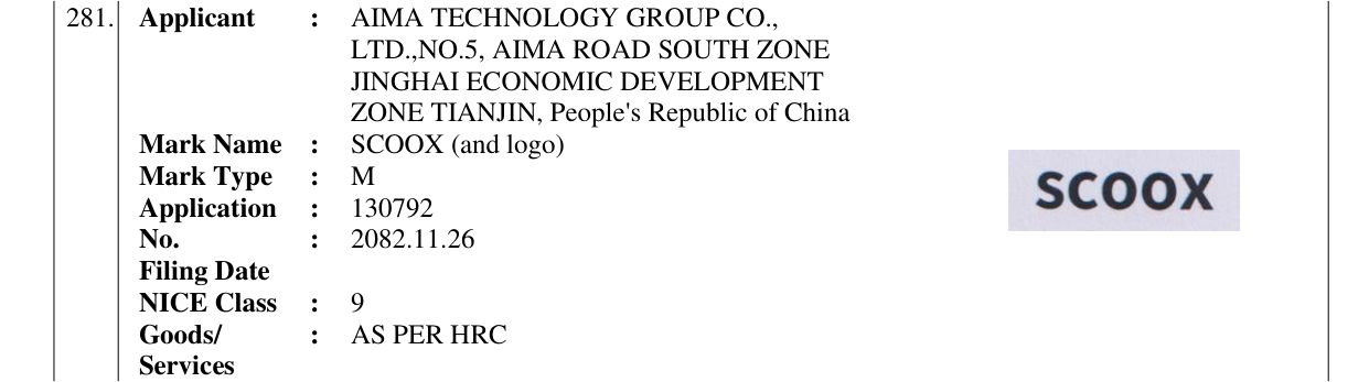 Original bulletin entry for SCOOX (and logo)