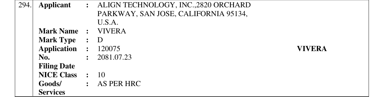 Original bulletin entry for VIVERA