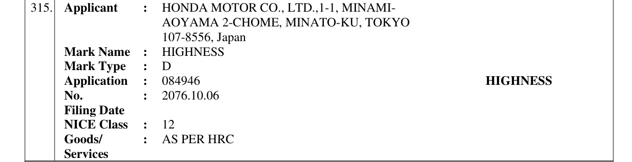 Original bulletin entry for HIGHNESS
