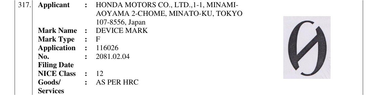 Original bulletin entry for DEVICE MARK