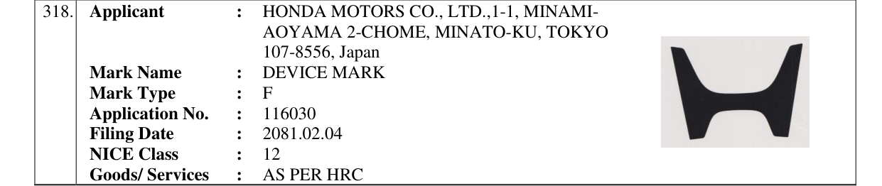 Original bulletin entry for DEVICE MARK