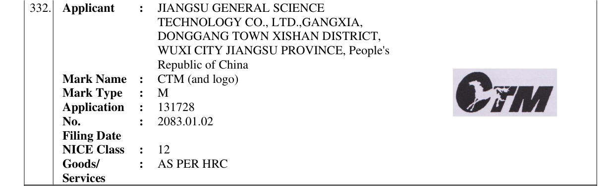 Original bulletin entry for CTM (and logo)