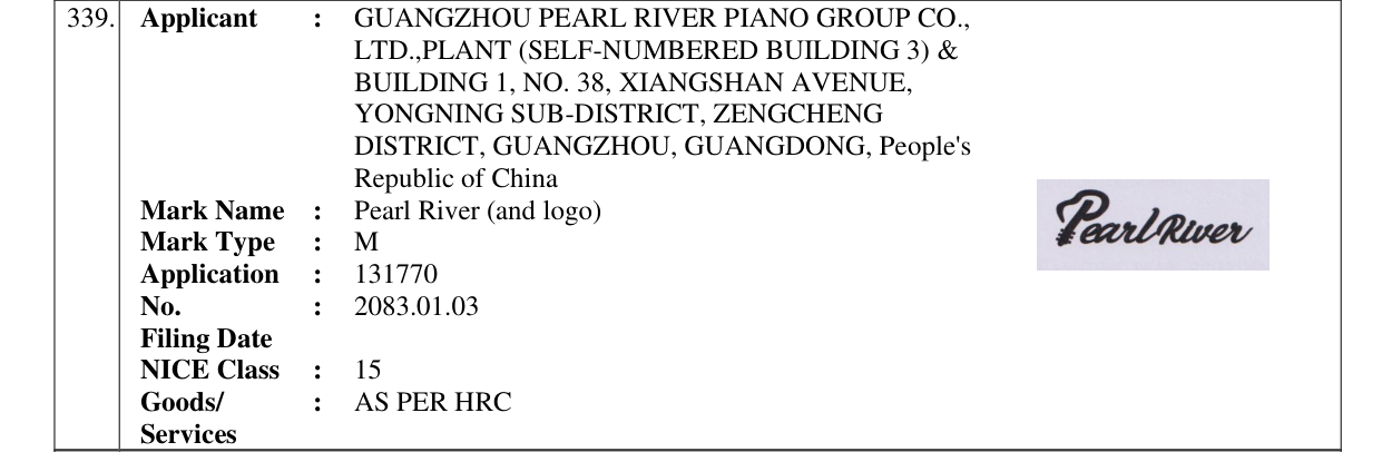 Original bulletin entry for Pearl River (and logo)
