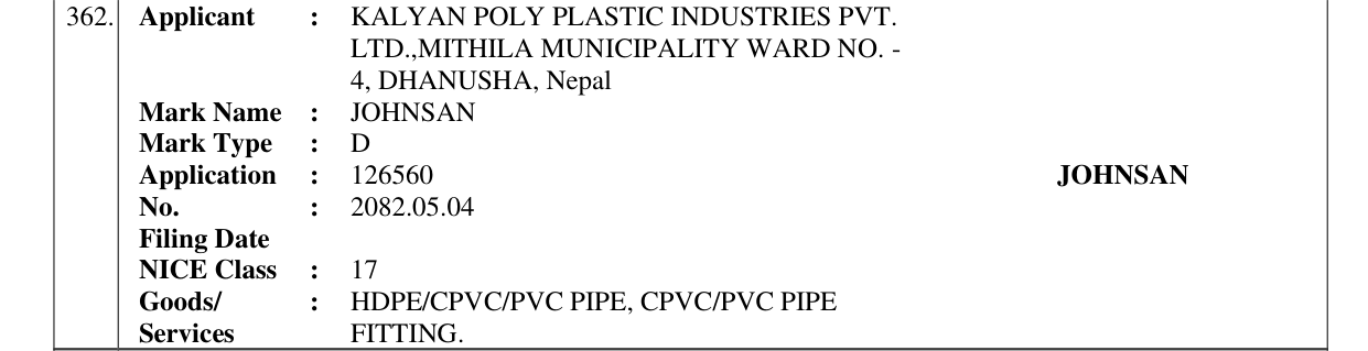 Original bulletin entry for JOHNSAN