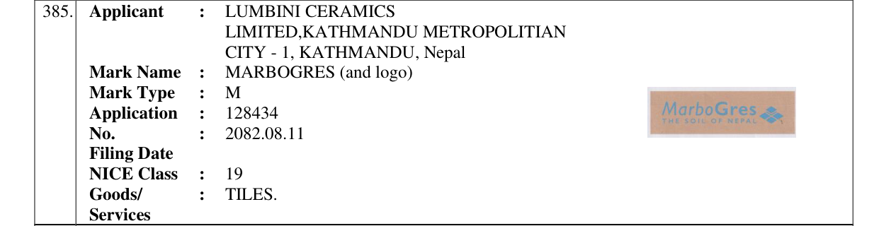 Original bulletin entry for MARBOGRES (and logo)