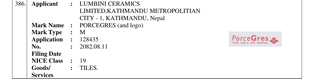 Original bulletin entry for PORCEGRES (and logo)