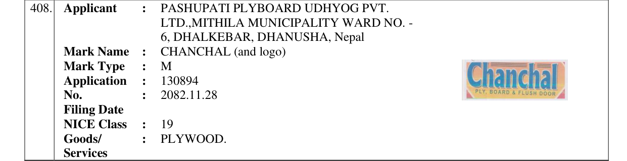 Original bulletin entry for CHANCHAL (and logo)