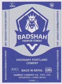 BADSHAH PREMIUM CEMENT (and logo) trademark logo