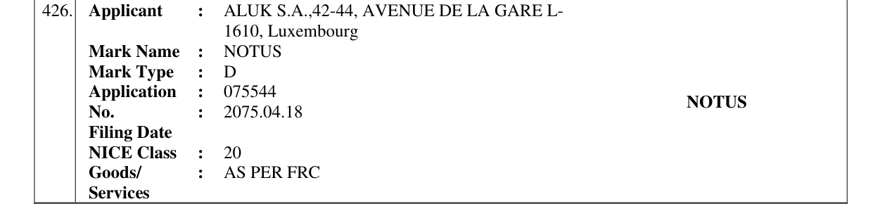 Original bulletin entry for NOTUS