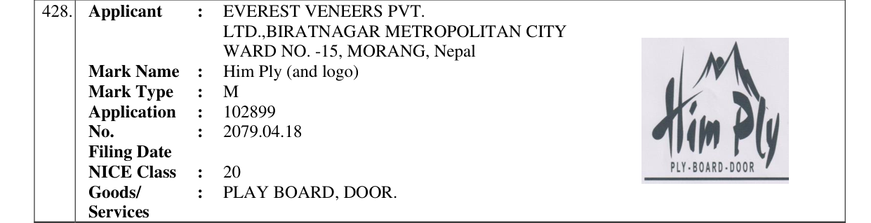 Original bulletin entry for Him Ply (and logo)