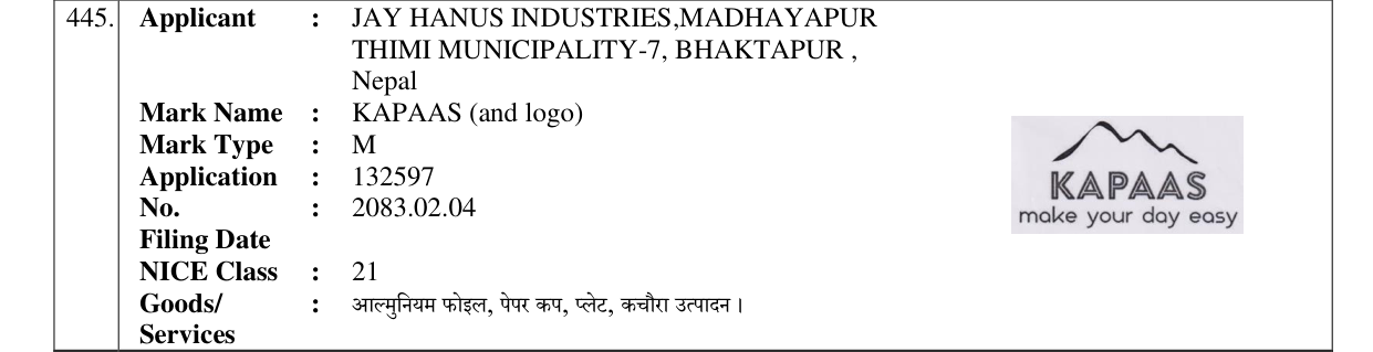 Original bulletin entry for KAPAAS (and logo)
