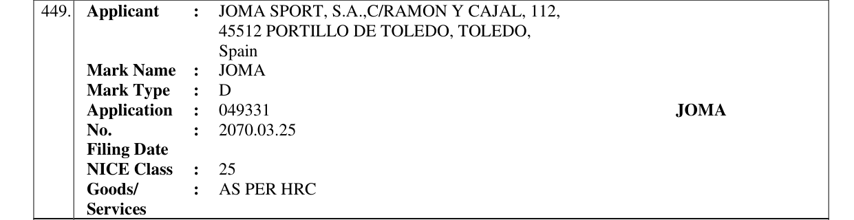 Original bulletin entry for JOMA