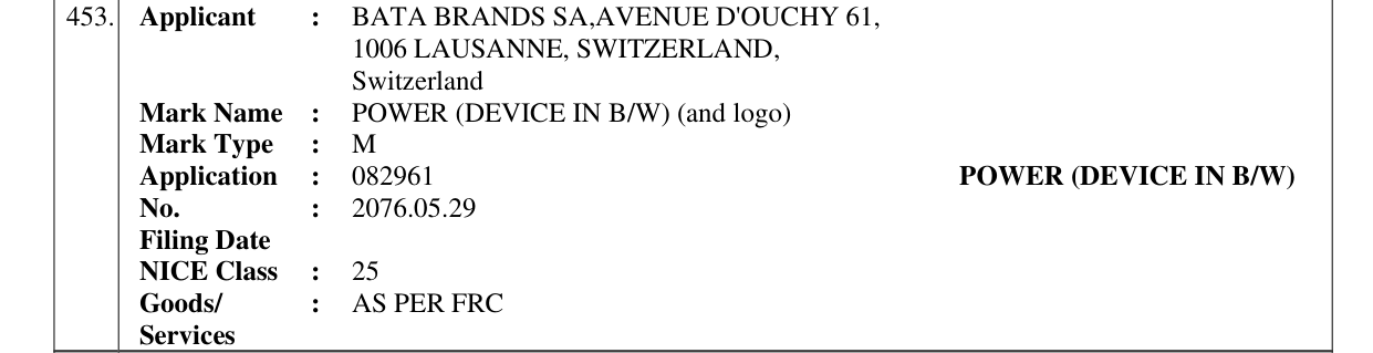 Original bulletin entry for POWER (DEVICE IN B/W) (and logo)