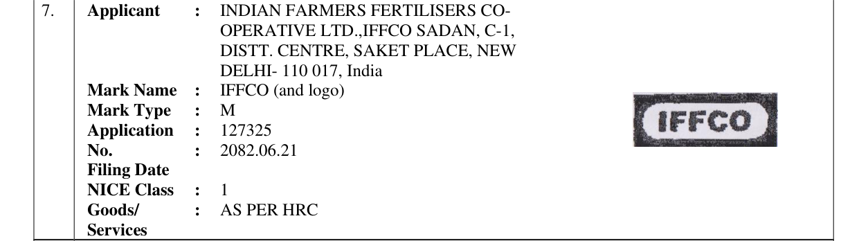Original bulletin entry for IFFCO (and logo)