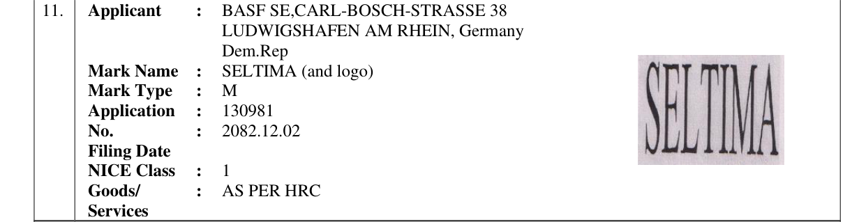Original bulletin entry for SELTIMA (and logo)